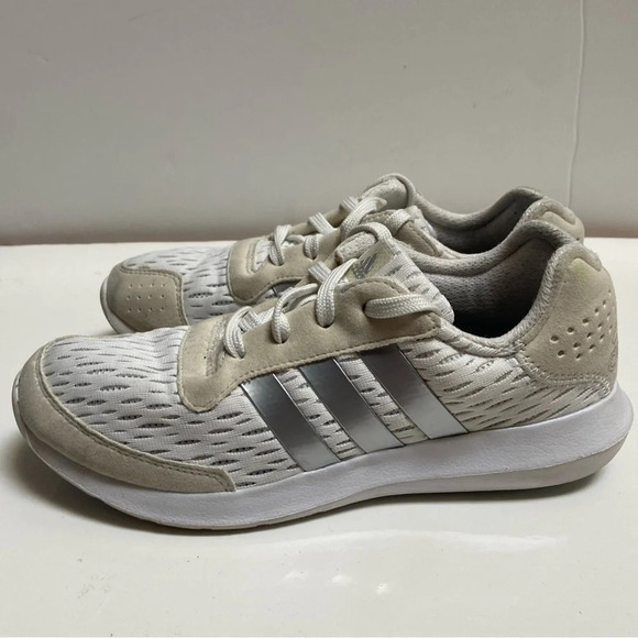 Adidas running cloud foam grey white 3  stripe shoes Sz 7.5 - Picture 5 of 10